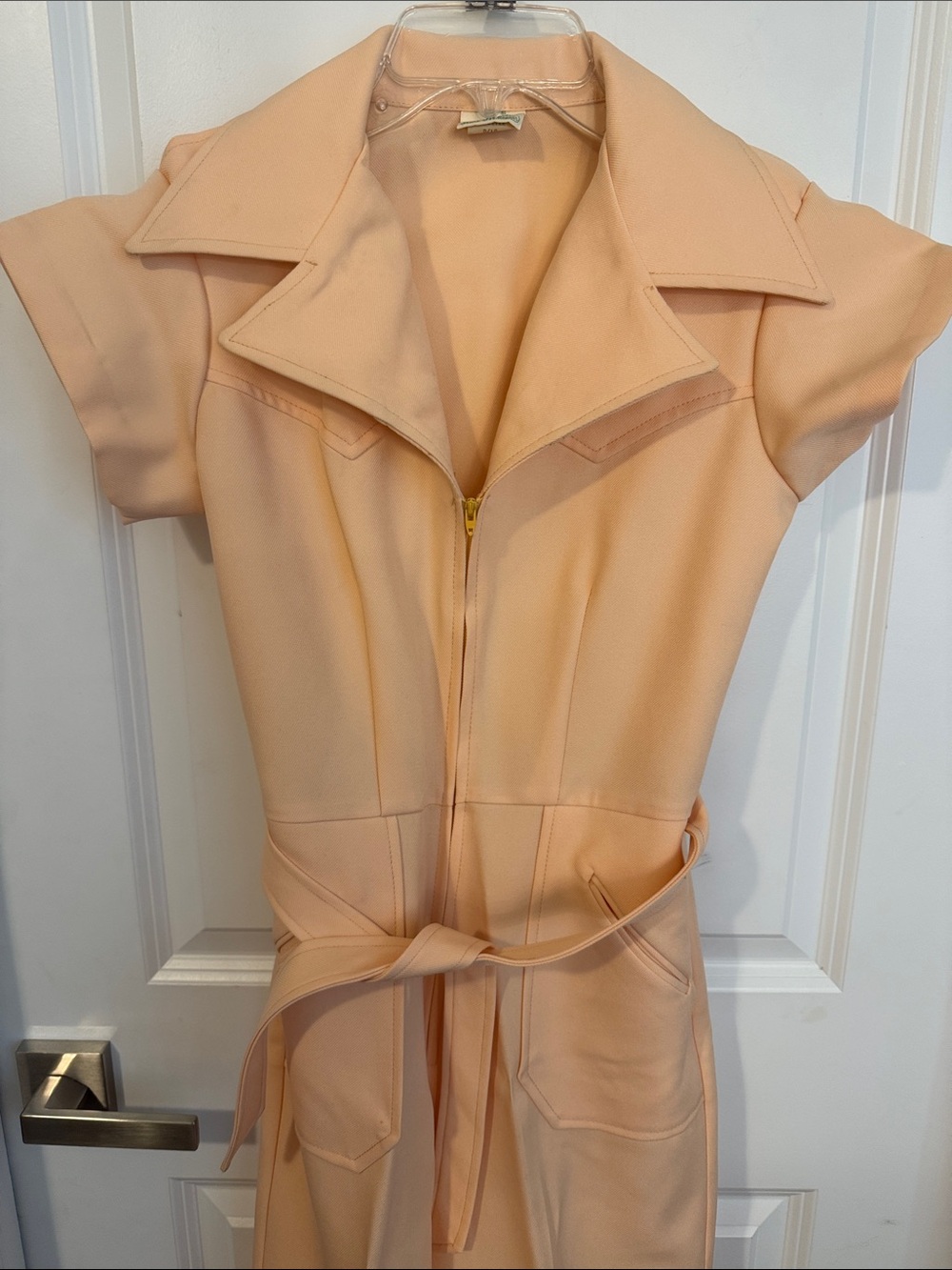 Women’s Peach Maxi Jumpsuit with Belt - Picture 2 of 14